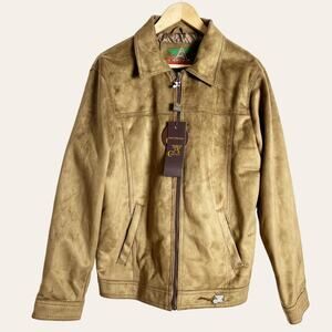 Armani Collezioni Brown Faux Suede Zip Up Collared Retro Flight Jacket